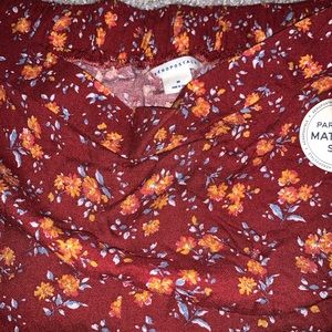 Floral red straight leg pants